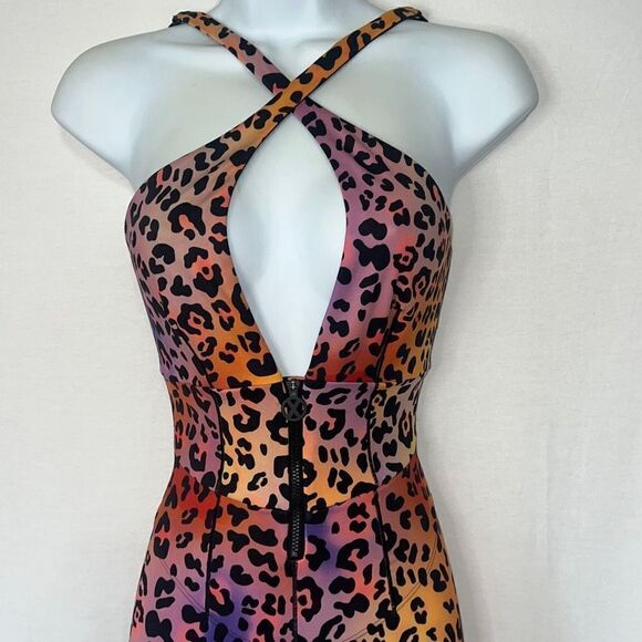 Savage x Fenty Rhianna Hotline rainbow leopard jumpsuit sz xsm - Picture 4 of 11